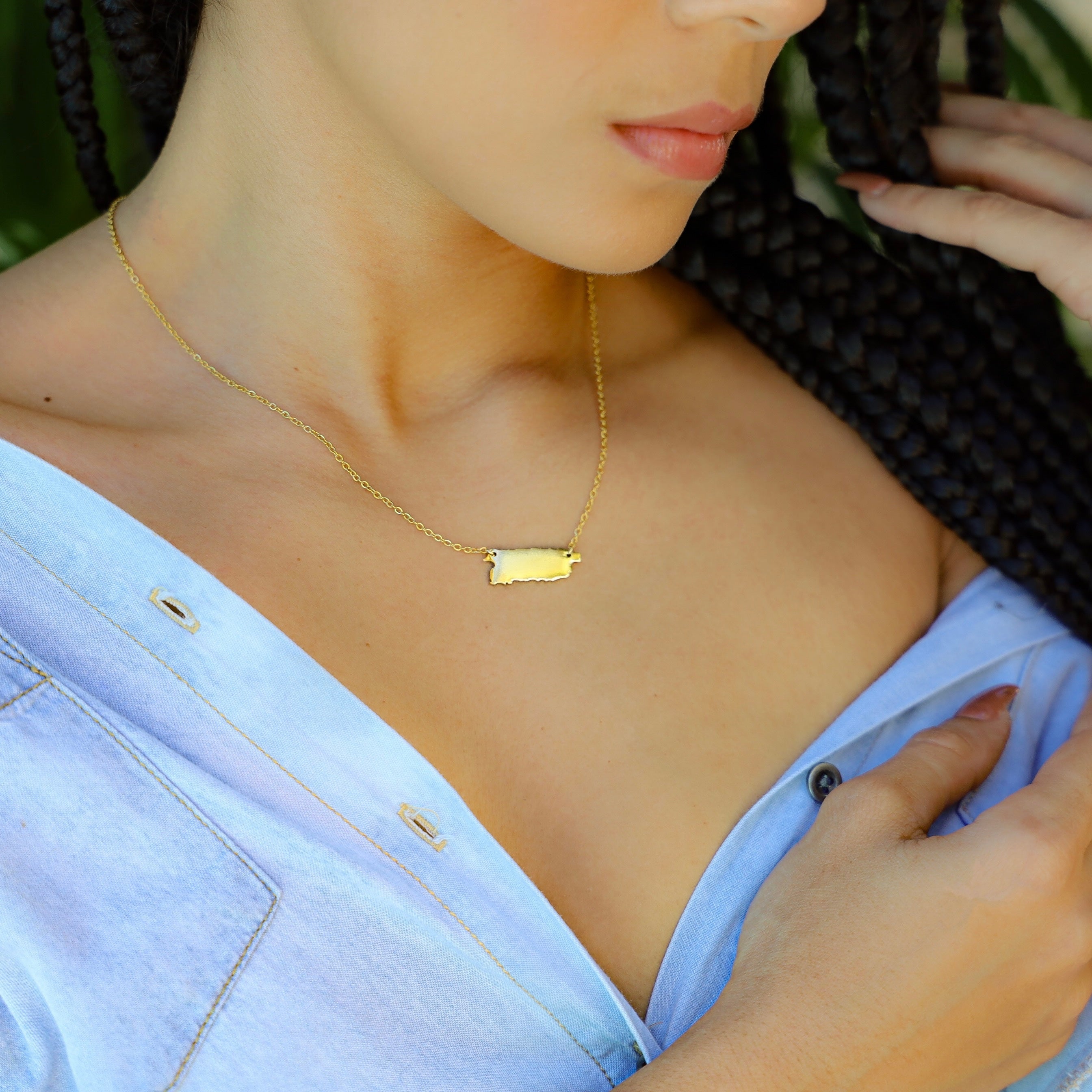 Puerto Rico Map Necklace